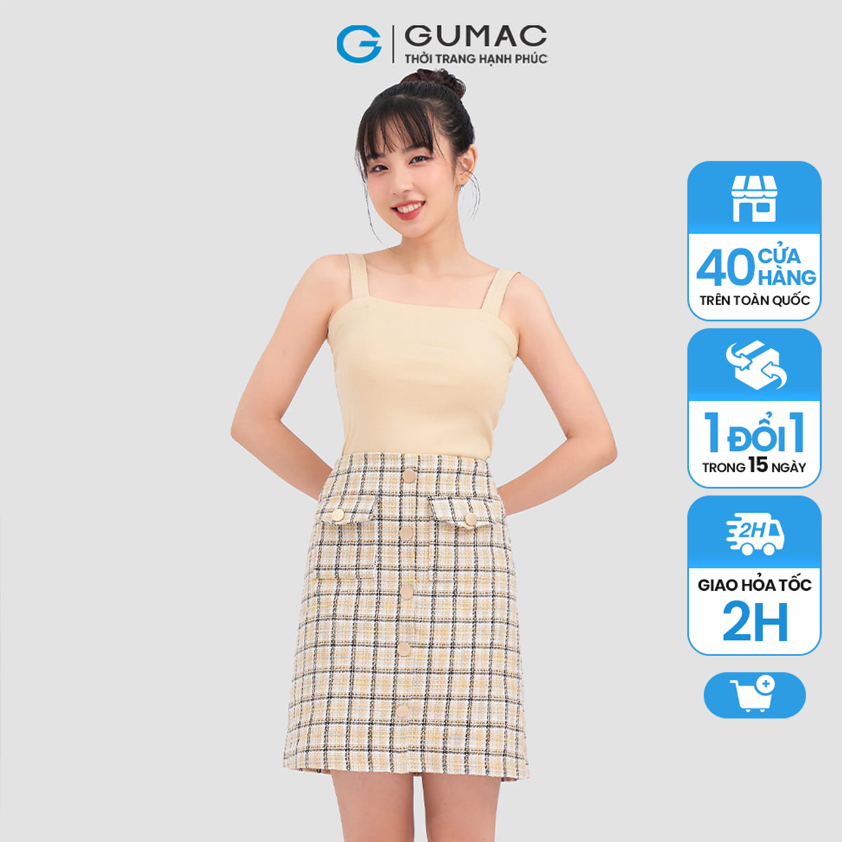 Chân váy phối nút vc12069 thời trang gumac