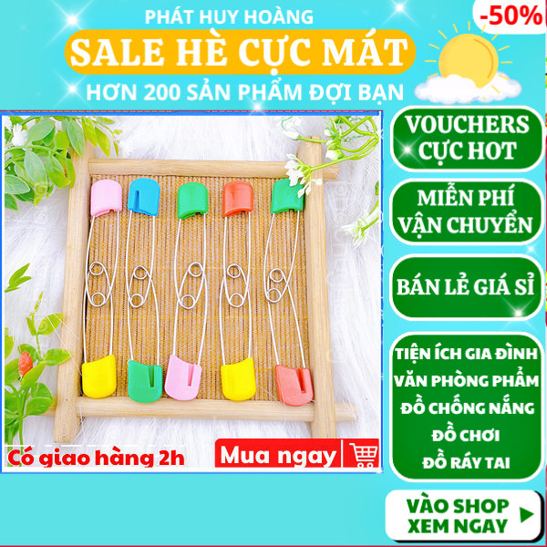 Túi 10 kim băng an toàn giá rẻ loại lớn ghim cài áo quần bị rộng kim băng bỉm cài quần áo nhỏ và cài