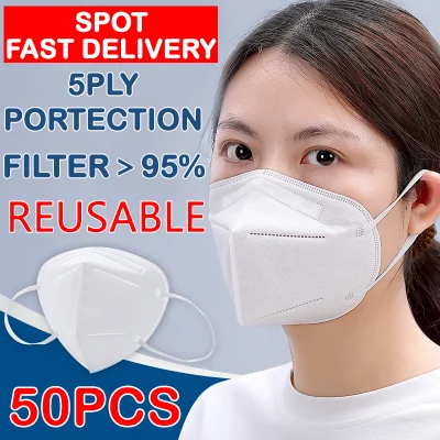 ZOCN Ready Stock 50Pcs with box KN95 FaceMask 5ply KN95 Protection Adult Models reusable Anti-fog PM2.5