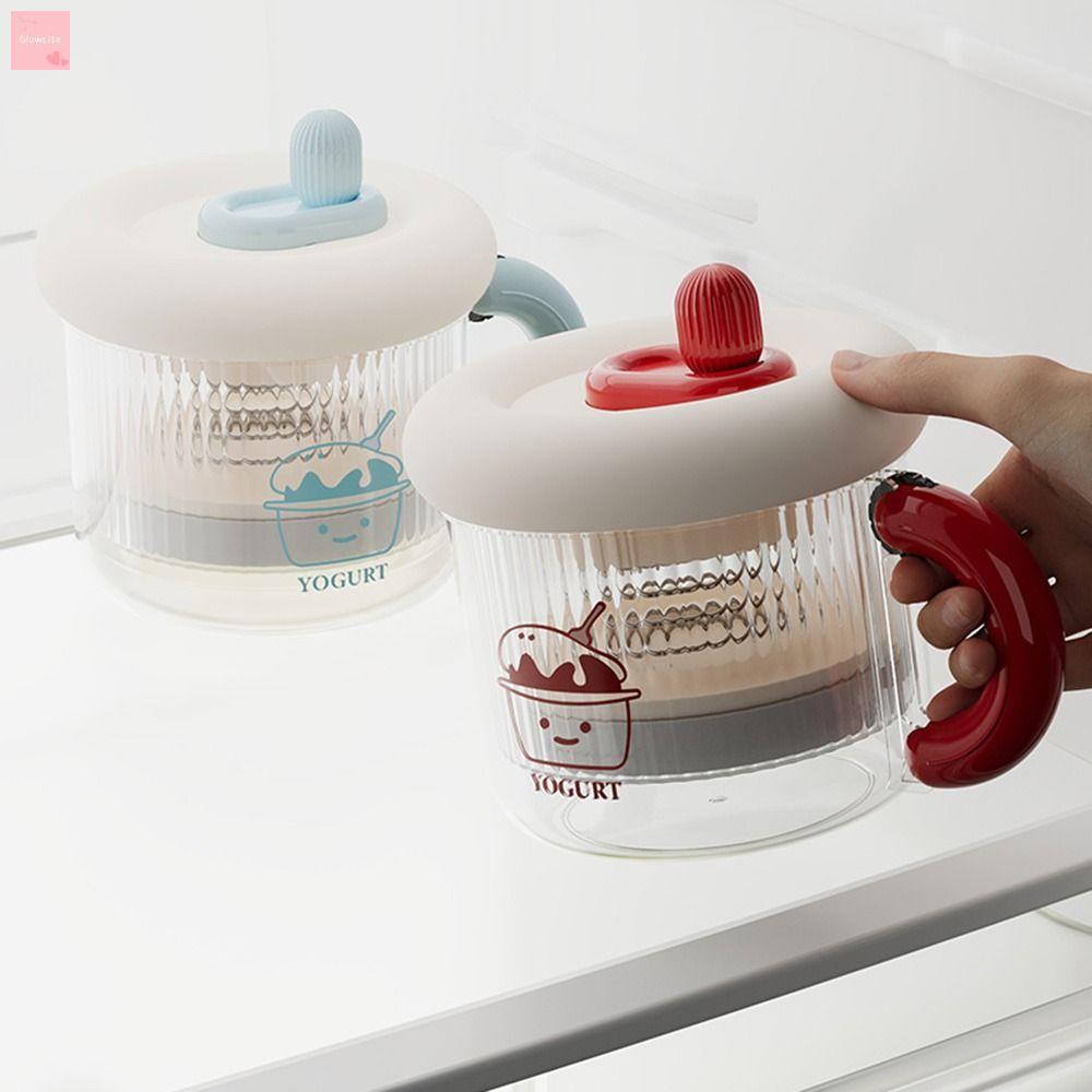 GLOWLITE Có thể tái sử dụng Dụng cụ lọc sữa chua Hy Lạp Lưới mịn Có thể giặt được Bộ lọc sữa chua tự làm Đa năng Có nắp Máy làm sữa chua đặc Nhà bếp