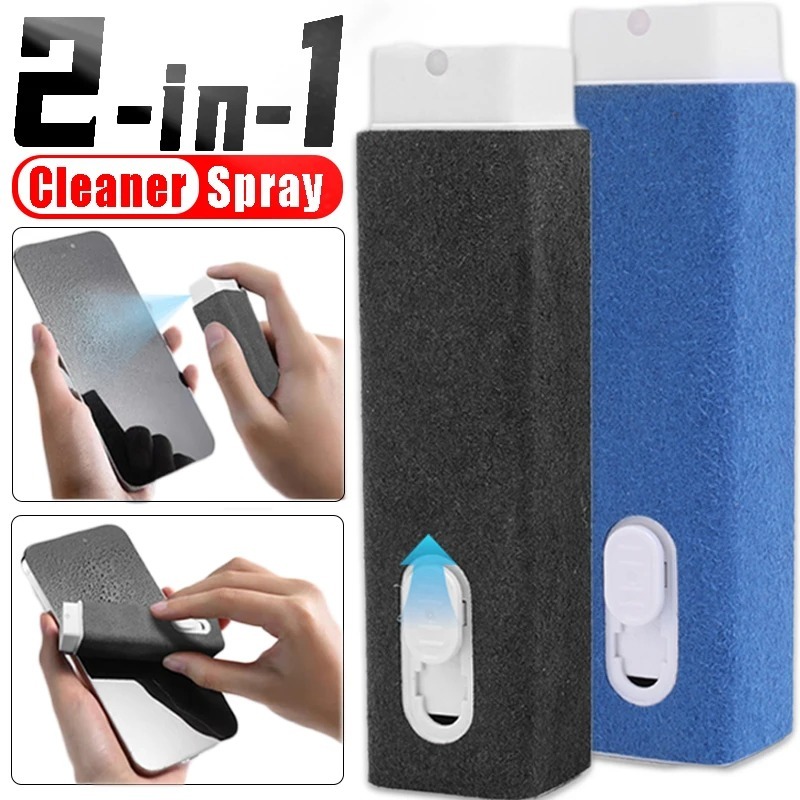2-in-1 Portable Microfiber Screen Cleaning Spray Bottle with Cleaning Liquid Computer Laptop Polishing Cloth Cleaning Brush