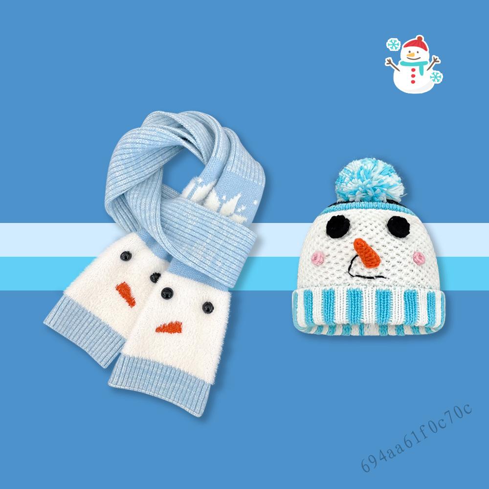 ผ้าพันคอถักตุ๊กตาหิมะน่ารัก - หมวกขนสัตว์อบอุ่นสำหรับผู้หญิงอุปกรณ์เสริมฤดูหนาว ราคา 280 บาท*ส่งฟรี