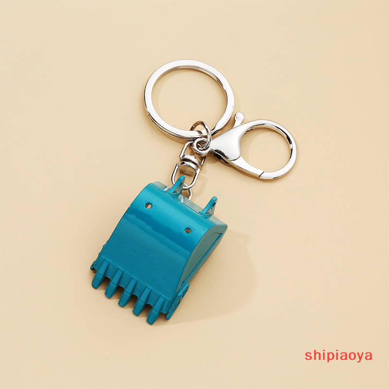 shipiaoya Sáng tạo hợp kim Xe ủi đất Keychain tinh tế cá tính kim loại máy xúc xô mặt dây chuyền móc chìa khóa người đàn ông xe Keyring phụ kiện