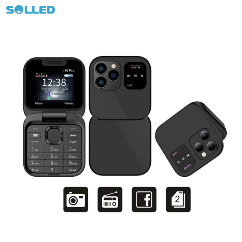 I16pro Small Foldable Mobile Phone Auto Call Record Speed Dial Dual SIM Card High Definition Rear Camera Flip Telephones ราคา 569 บาท*ส่งฟรี