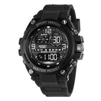 Mens Waterproof Watch Military Multi-Functional Dual Display Time Week Fashion Swimming Watch