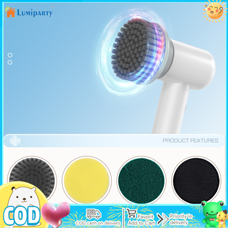 Power Spin Scrubber With 3 Replaceable Cleaning Heads Multifunctional Spin Power Scrubber, Low Noise, Waterproof And Durable, Handheld Power Scrubber For Kitchen, Cars, Bathroom ราคา 439 บาท*ส่งฟรี