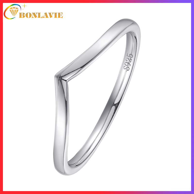 Bonlavie xương đòn Nhẫn 925 sterling Silver tuyên bố nhẫn Nhẫn đeo xếp lớp cho nữ phụ nữ đơn giản xư
