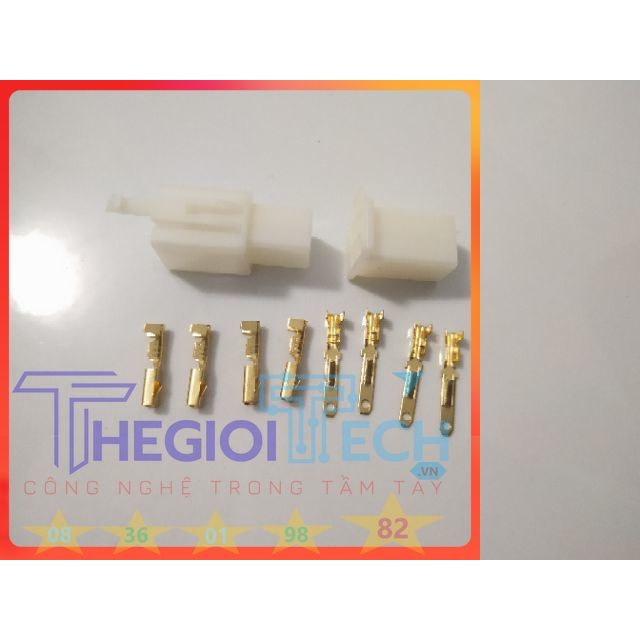 Combo 1 Bộ đầu nối 2.8 Jack kết nối dây điện 2.8mm 2P 3P 4P 6P 9P đầu đực+cái+Ghim, bấm dây cáp cho xe máy ô tô động cơ - Trọn bộ Đực+Cái+Kim - 4P (nối 4 lõi dây)