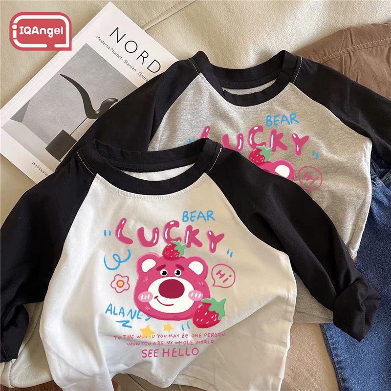 IQANGEL Pure cotton children's T-shirt, long-sleeved, boys and girls, cute and versatile, tops, children's inner wear ราคา  205 บาท*ส่งฟรี