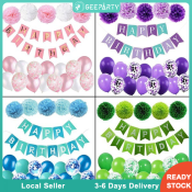 21pcs Happy Birthday Balloon Set For Birthday Party Decorations Pink Blue Green Purple Banner Balloons