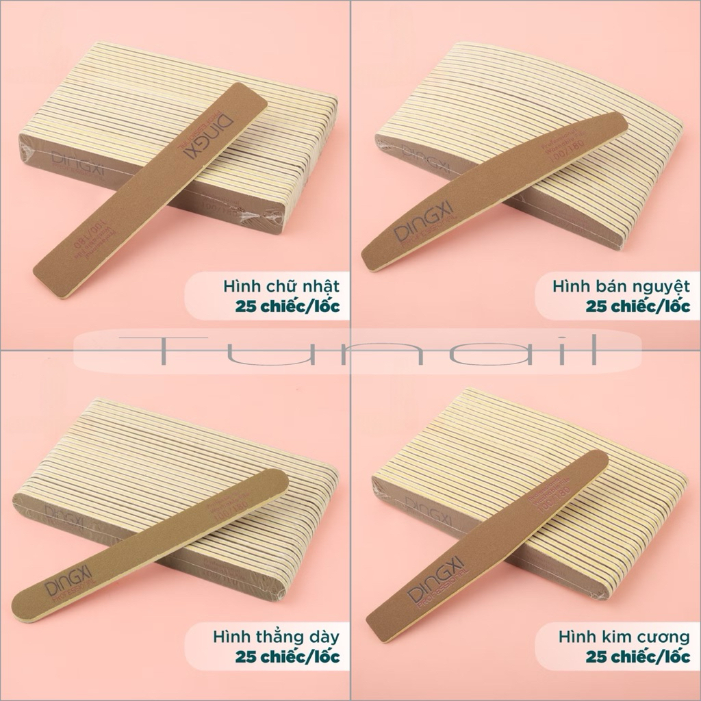 ( Giá sỉ ) Lốc 25 Dũa da bò Dingxi cao cấp đủ phom dũa móng siêu bền gấp 5 lần dũa thường chuẩn lᴏại 1 Ngành Nail TUNAIL