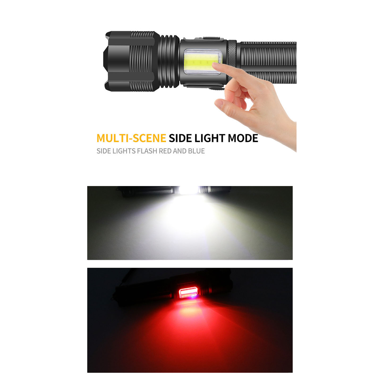 Đèn pin ngoài trời Zoomable điện số lượng hiển thị đèn Pin LED cầm tay với dây buộc cho đi xe đạp cho trường hợp khẩn cấp