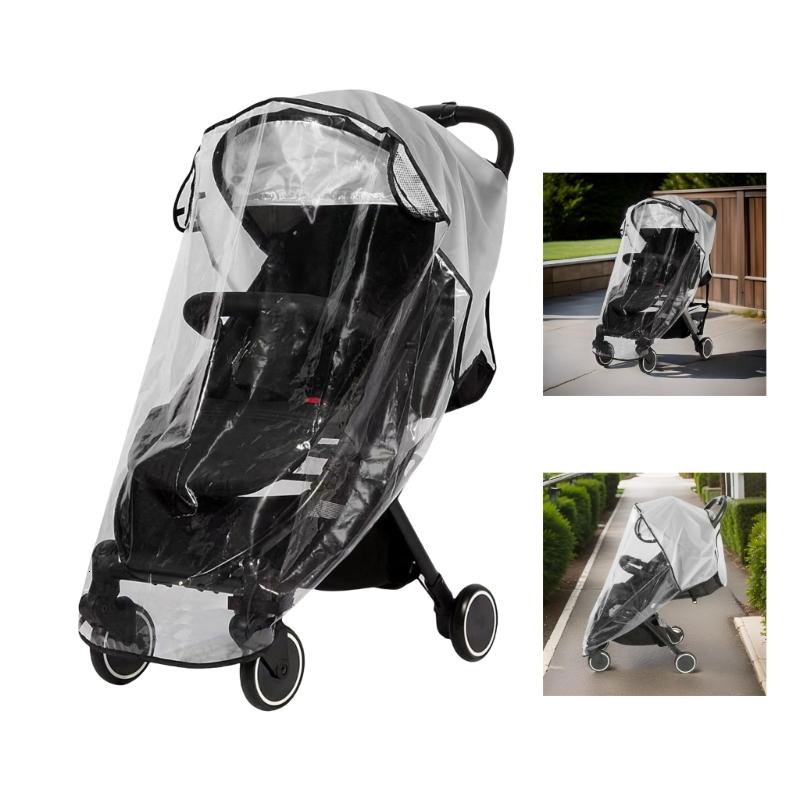 Baby Strollers Rain Cover Protector Clear Water Proofing Shield Easy Open for Pushchairs Protects from Wind and Dust