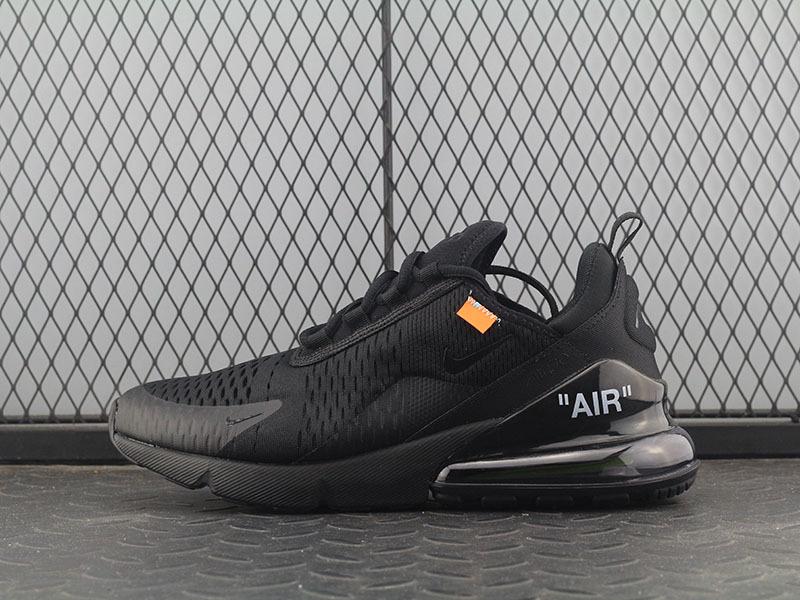 Promosi Loss Custom Off-White x Nike_Air Max 270 Hitam Men / Wowen Unisex Mode Sepatu Lari Olahraga / Sneaker