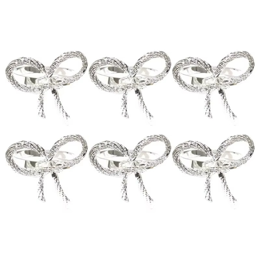 ECOCOKU 6 Pieces Thanh lịch Nhẫn khăn ăn hình nơ Mạnh mẽ Hợp kim kẽm Khóa khăn ăn Trang trí ngày lễ Đa chức năng Nhẫn giấy Trang trí bàn tiệc cưới - 2