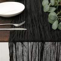 YERZ Vintage Table Runners Rustic Country 90x180/300cm Cheesecloth Table Setting Long Multi-color Wedding Decoration Beach Wedding