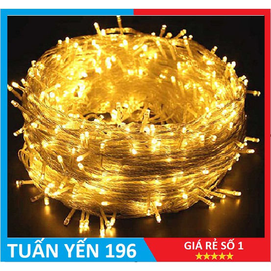 Dây đèn LED trang trí nháy chớp 100m, trắng, vàng, nhiều màu lắp cây, nhà, sân vườn