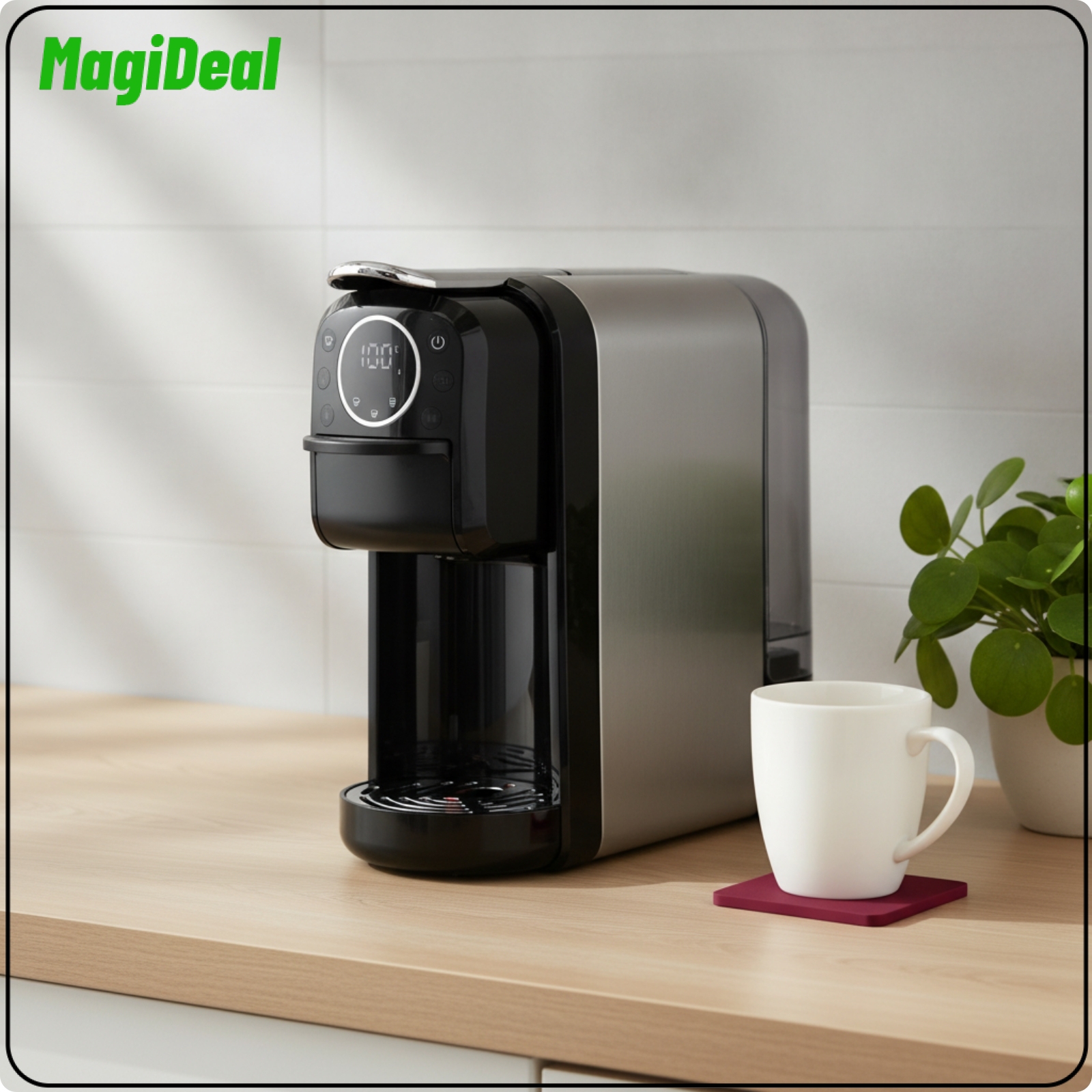 MagiDeal Single-Touch 4-in-1 Coffee Machine Countertop Multi-Capsule Coffee Maker Intuitive Appliance Long-Lasting for Office