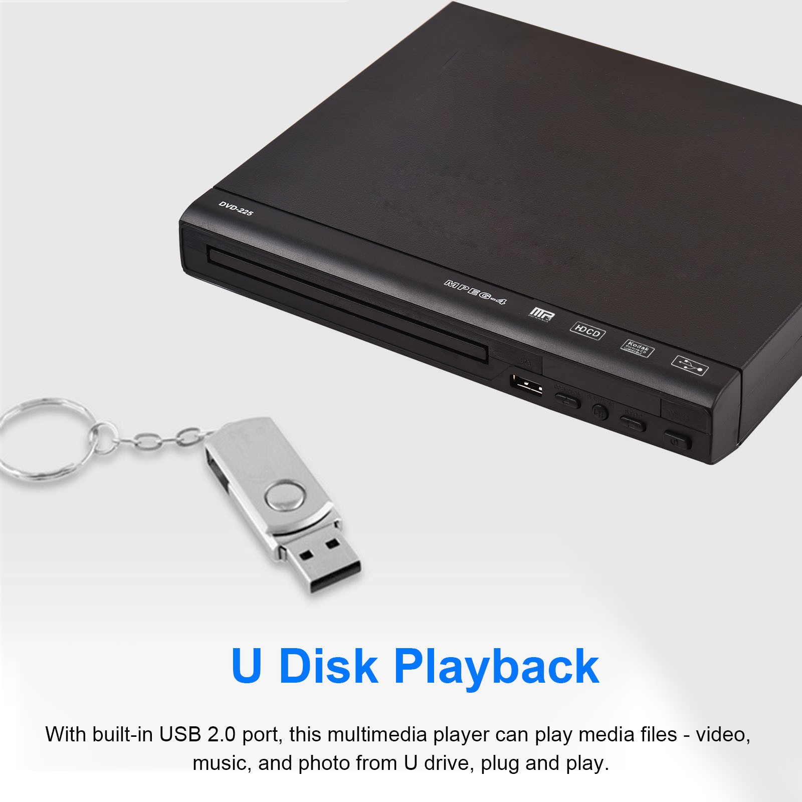 Smate Acagala DVD-225 ổ đọc DVD nhà đĩa DVD CD Disc Player đầu phát kỹ thuật số đa phương tiện AV đầu ra với điều khiển từ xa