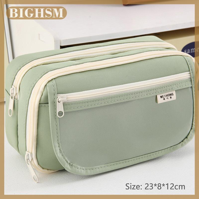 BIGHSM Large Capacity Pencil Bag Capybara Cartoon Stationery Holder Bag With Brooches Stickers Clips Keychains Children Pen Case