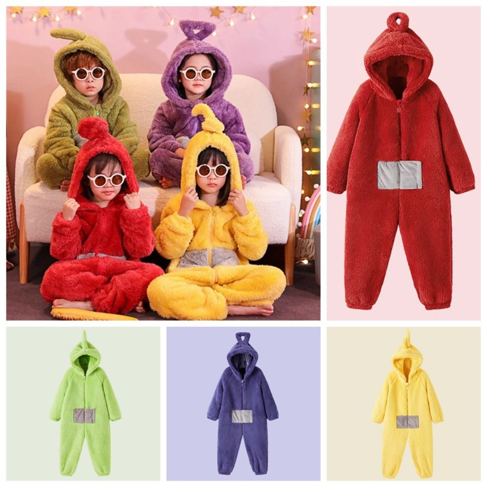 Kelansi PO trẻ em teletubbies trang phục Lala dipsy đồ ngủ giáng sinh vui phim hoạt hình đồ ngủ trẻ em Jumpsuit trẻ em
