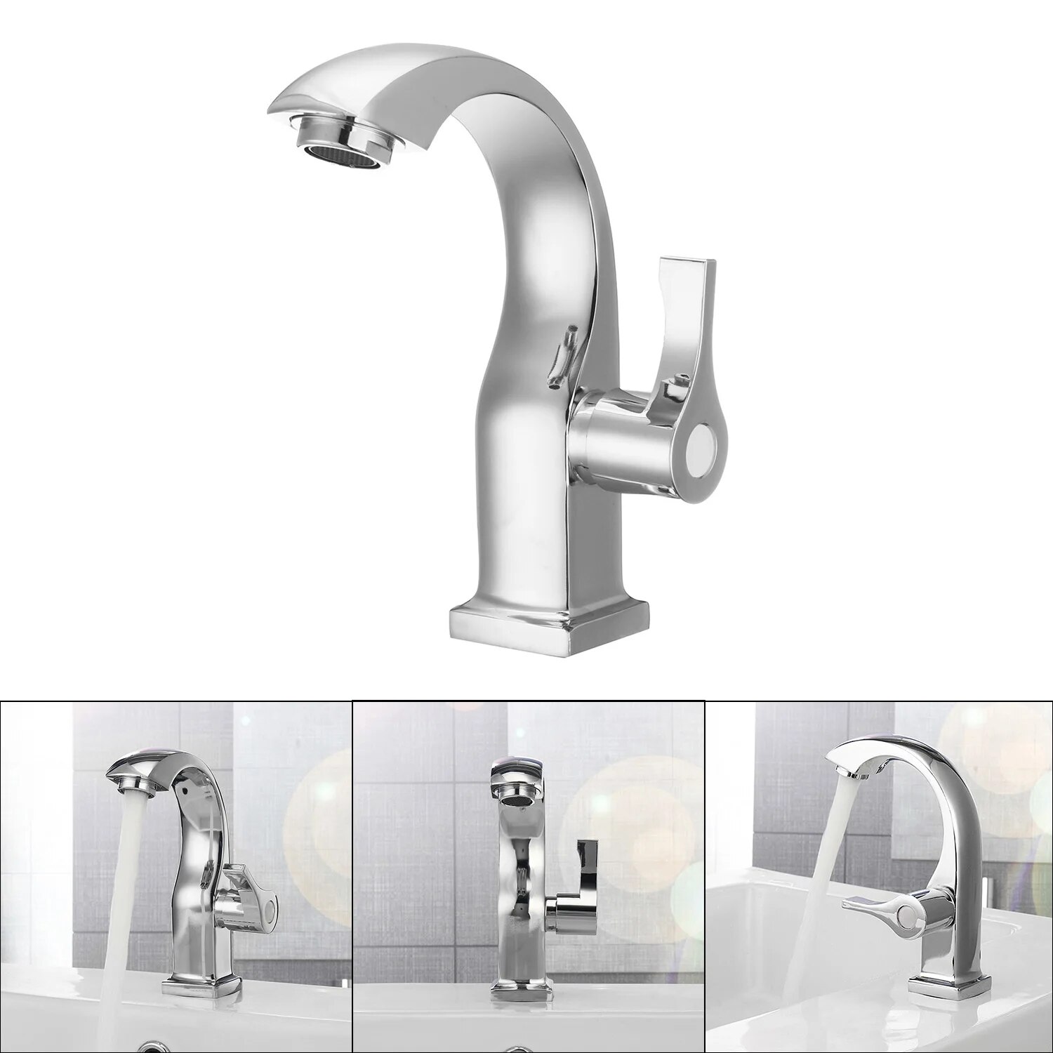orfvqu98 Chrome Bathroom Faucet Single Hole Pull Out Spout Kitchen Sink Mixer Tap Stream Sprayer Head Cold Water Faucet torneira