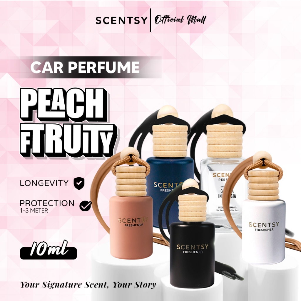 SCENTSY Parfum Mobil PEACH FRUITY Pengharum Anti Mual 10ml Pewangi Ruangan Kantor Toilet Kamar tidur Lemari Inspired by Fragrance Aroma Terapi Mewah Parfum Gantung Capit Jepit AC Aksesoris Mobil Harga 17,950 rupiah*Gratis Ongkir