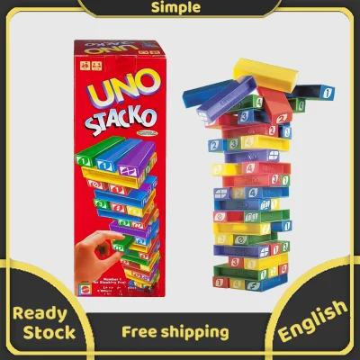 UNO Stacko Board Game Puzzle Drinking Game Party Family English Version High Quality Parent-child Home Game Funny Fashion Game