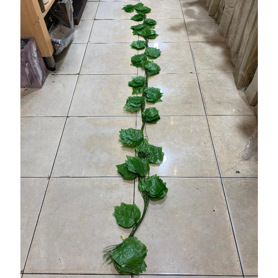 (HW 15) - 25 METER (1 Lusin) Daun Ivy Polos/Motif Rambat Jalar Lilit Artifisial Dekor Pelaminan Hantaran dekorasi taman rumahan