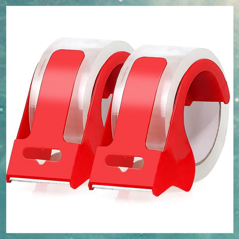 (VEPF) 2Rolls Clear Packing Tapes with 2 Refillable Dispenser Heavy Duty Packaging Tape 1.88" X 55Ya