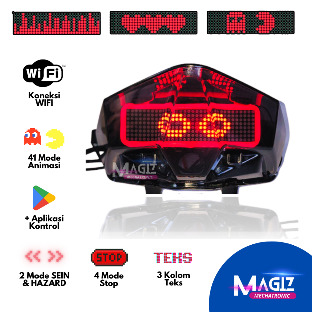 Lampu Rem Teks Berjalan Vario 125/150/160 Stop lamp Lampu Belakang Stoplamp Running Text Aplikasi WIFI Harga 119,000 rupiah*Gratis Ongkir