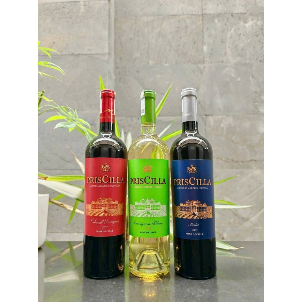 Rượu vang Chile PrisCilla 750ml [ hàng nhập khẩu chính hãng ]