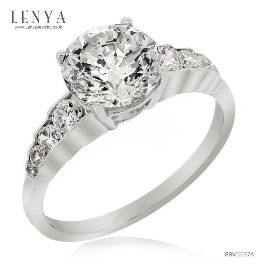 Lenya White Cz Ring from Swarovski Enhances the Elegant Personality. Size 8 Mm. 925 Sterling Silver Body, White Gold Plated. ราคา 2,100 บาท*ส่งฟรี
