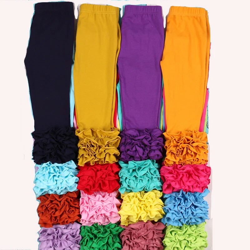 1 Mudbala Boutique bé gái mới biết đi ba Ruffle Icing xà cạp đáy quần áo bé gái rắn bông xù quần dài