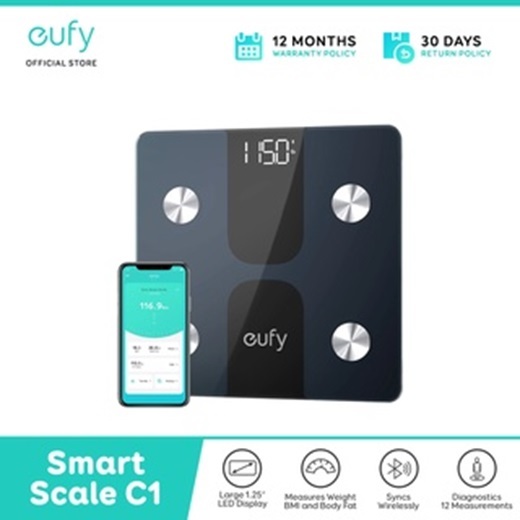 eufy by Anker Smart Scale C1 Bluetooth Weighing Scale Wireless Digital Bathroom Scale lbskg