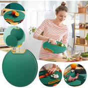 Green Non-Slip Round Chopping Board - Large Kitchen Essential