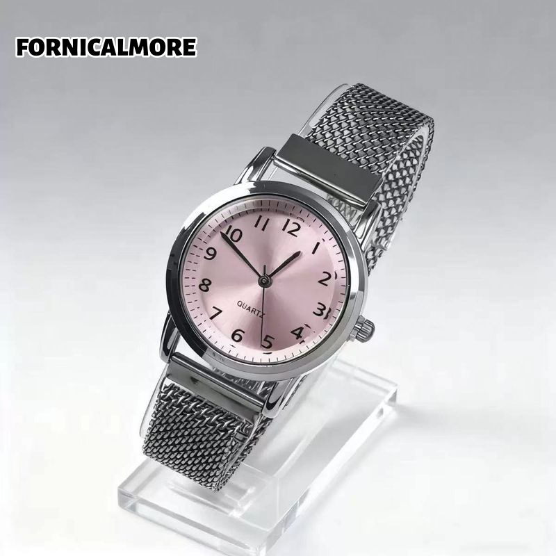FORNICALMORE นาฬิกาข้อมือผู้หญิงสไตล์เรียบหรู สายตาข่ายสีโรสโกลด์ หน้าปัดแบบเข็มคลาสสิก ราคา 71 บาท*ส่งฟรี