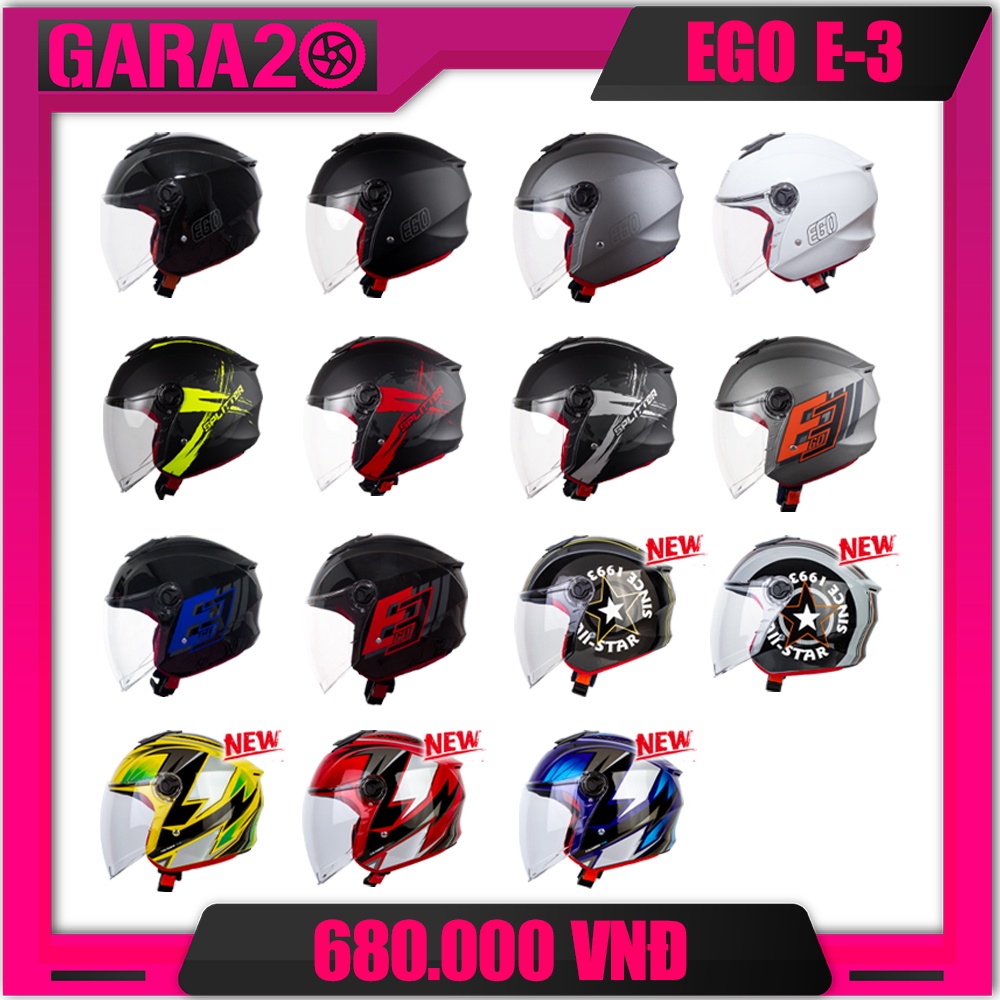 Mũ bảo hiểm 3 4 EGO E-3 - GARA20