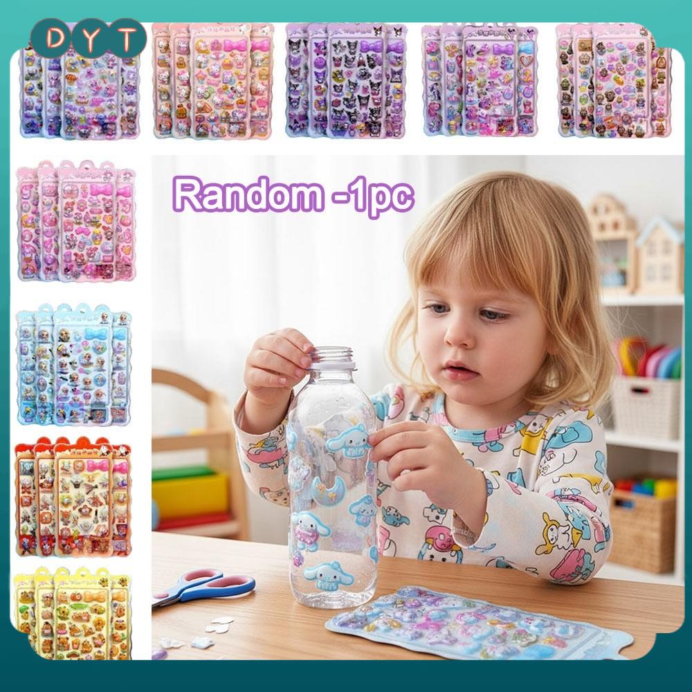 DYT Kuromi. Nhãn dán 3D hình khối Cá heo nước Xin chào Kitty Nhãn dán Sanrio Anime dễ thương Cinnamoroll Nhãn dán trang trí nổi Trang trí vỏ điện thoại