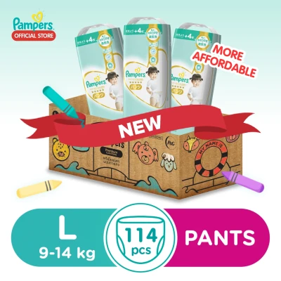 NEW Pampers Diaper Premium Care Pants L38x3 - 114 pcs - Large Baby Diaper (9-14kg)