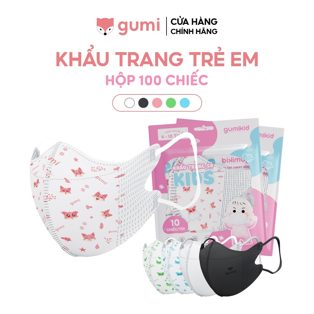 [100 CHIẾC] Khẩu trang trẻ em 5D Gumi 3 lớp mask kháng khuẩn lọc bụi PM 2.5