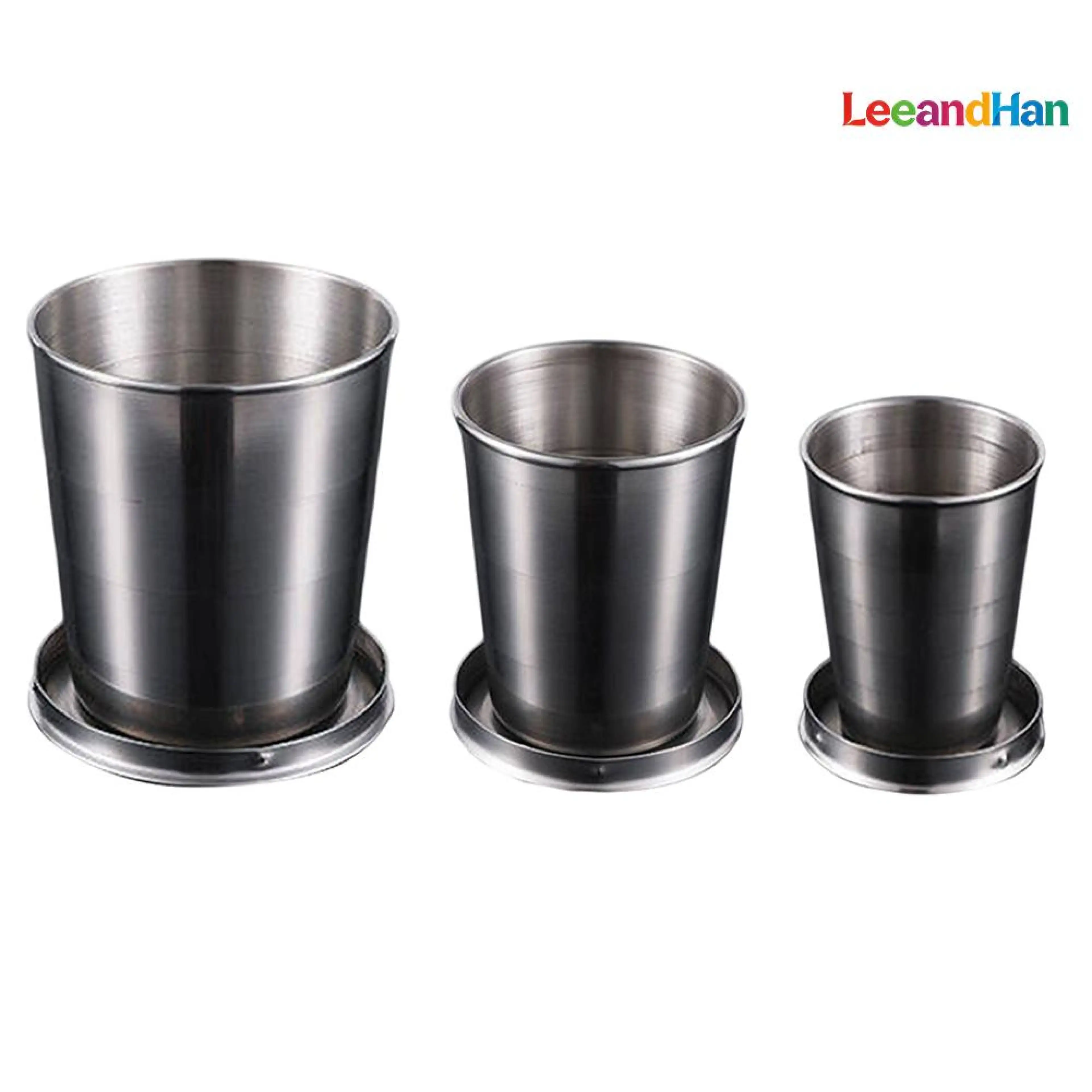 [LeeandHan] Stainless Steel Foldable Cup Retractable Outdoor Cup 75 150 250ml Camping Gear Delivery Fast