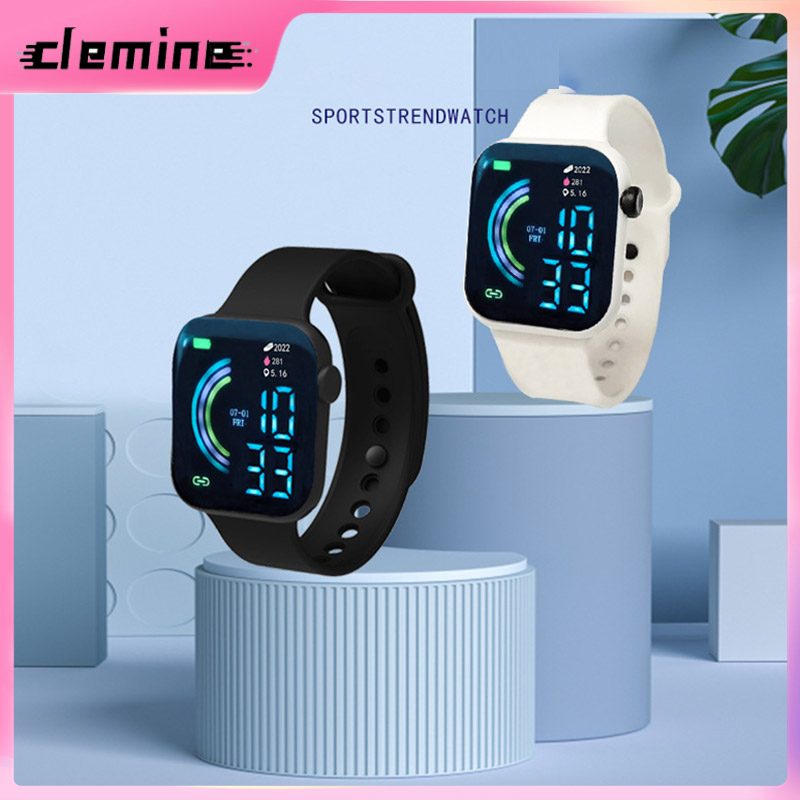 Clemine Đồng hồ cầu vồng Đồng hồ điện tử LED Đồng Hồ Led Thể Thao Đôi màn hình lớn cho học sinh Y1