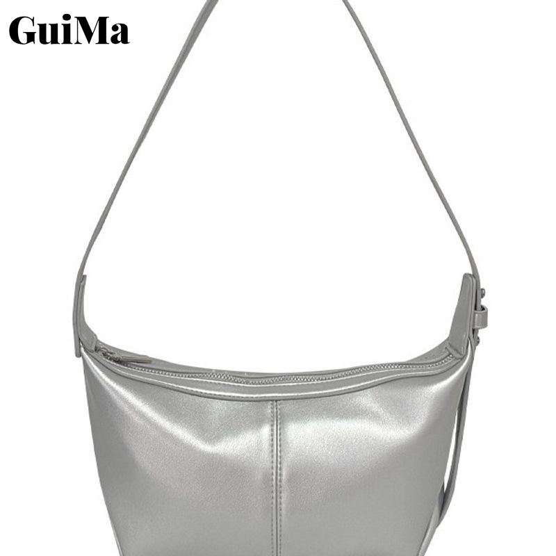 Guima Retro Thiểu Số của phụ nữ túi mới cao cấp dung tích lớn Túi đeo vai thời trang thường ngày tất cả phù hợp với Crossbody Túi xách cột đầu hình há cảo
