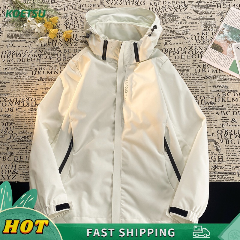KOETSU【COD】Áo khoác thể thao ngoài trời, áo khoác thường ngày nam và nữ, quần áo bảo hộ đôi, áo gió
