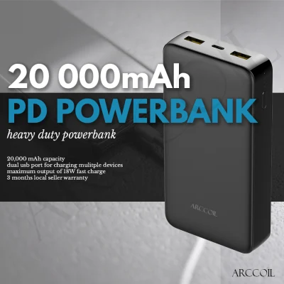 Arccoil C27 22.5W 20000mAh Heavy Duty Power Bank for Huawei Oppo Andriod iPhones