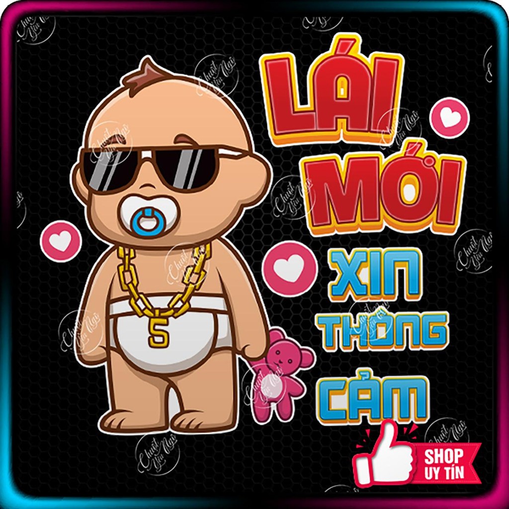 Combo 2 bộ tem decal dán xe BABY GẤU LÁI MỚI XIN THÔNG CẢM ngộ nghĩnh dễ thương tài non cute dán sticker ô tô xe hơi Giá 40,000 Đồng*Miễn phí vận chuyển