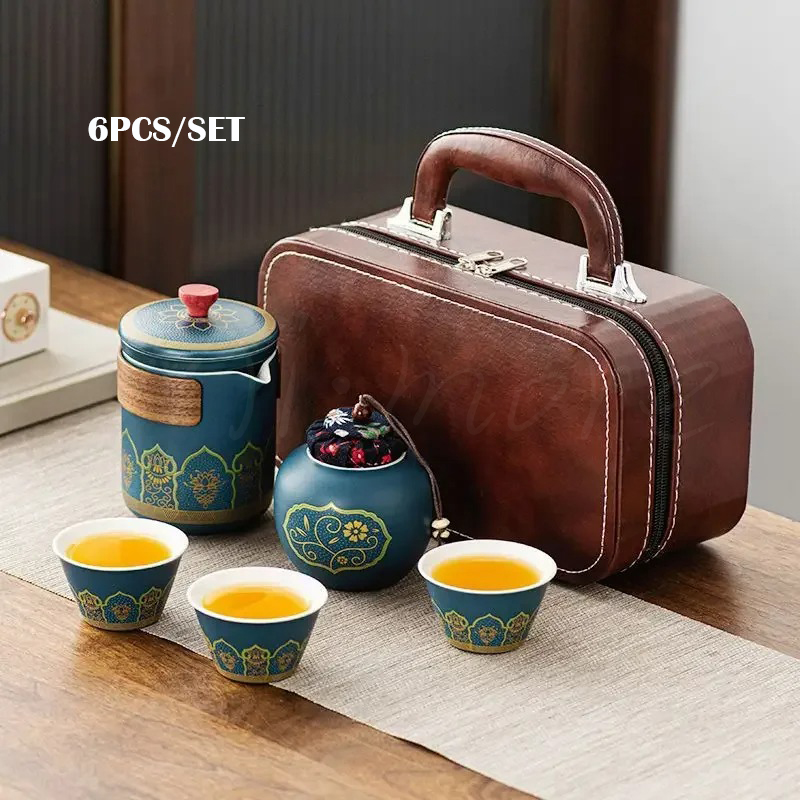 Mi.more Tea Pot Sets 6Pcs/Set Premium Keramik Lengkap Hampers Kado Travel Set Unik Teaset Cangkir Teap…