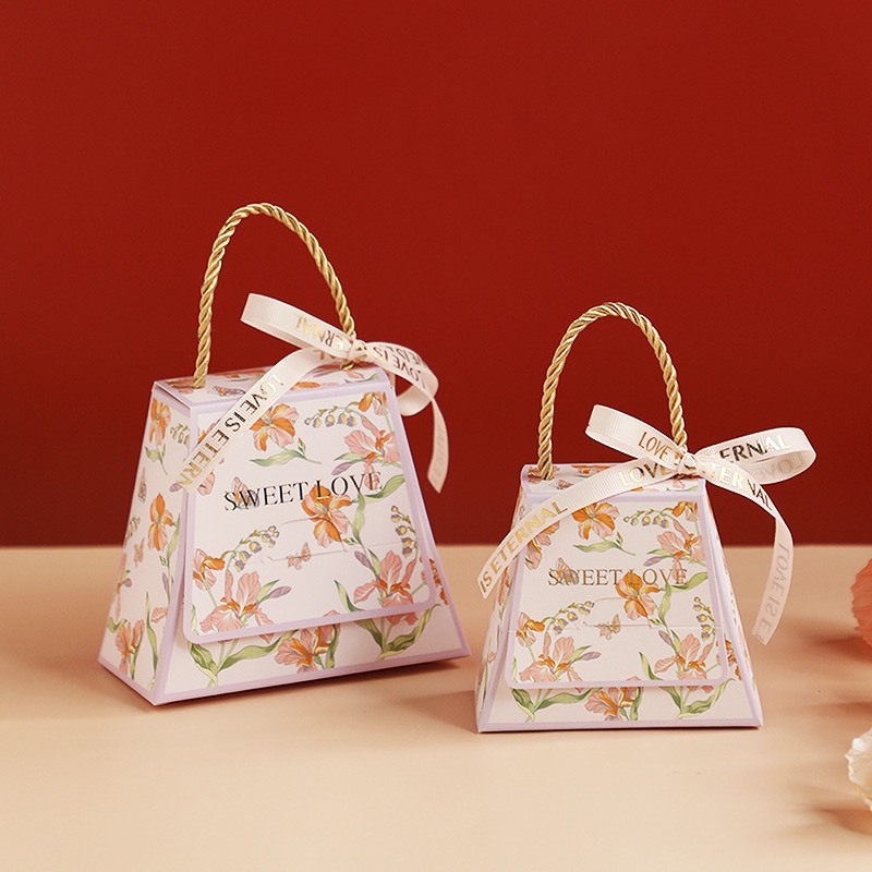 Hộp Đựng Quà Tặng Kèm Ruy Băng Pastel Có Tay Cầm phong cách Hàn Quốc [2 kích thước] - Mẫu mới 2023