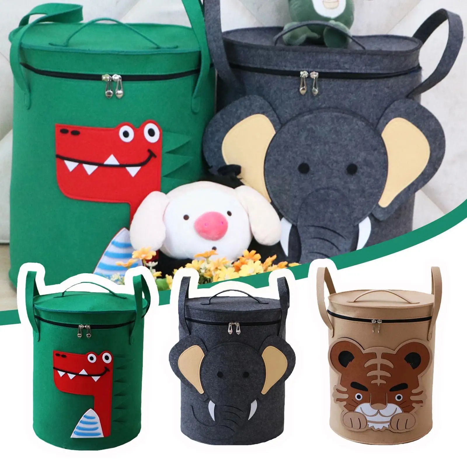 Mới 2023 Hot dễ thương đồ chơi động vật thùng với nắp cho vườn ươm tổ chức và lưu trữ, vải nỉ bé cản trở giỏ trẻ em trẻ em cản trở với tay d5e1